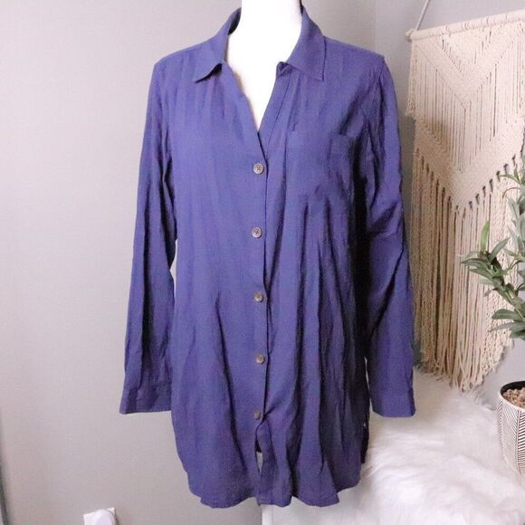 Vintage | LL Bean Button Down Tunic Shirt Large - Picture 2 of 9